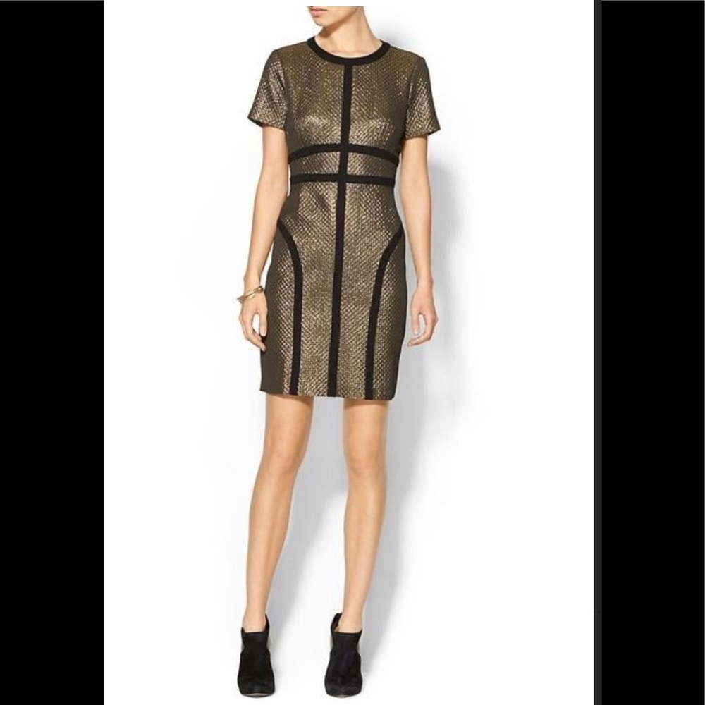 Pim + Larkin Metallic Gold Quilted Dress Mini